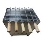 BAPA SS 31 x 22 x 20 Cm Premium Quality Mini Charcoal Operated BBQ Grill with 5 Skewers