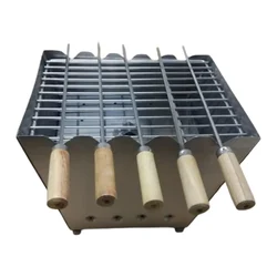 BAPA SS 31 x 22 x 20 Cm Premium Quality Mini Charcoal Operated BBQ Grill with 5 Skewers