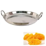 Mira Steel SS 22 inch Curve Border Jalebi Kadai Wok, 3 MM Thickness for Commercial Use