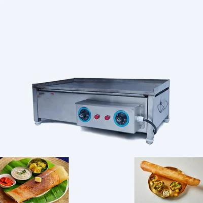 Commercial Stainless Steel 15 x 27 inch Electric Dosa and Chapati Maker 3500W, With High-Efficiency Cooking Surface 