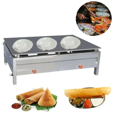Table Top 24 x 36 Inch 2 Burner Gas Operated Dosa Bhatti, 10 mm Thick Tawa with Stainless Steel Body