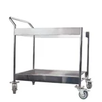 Double Layer (2 Shelves) Trolley for Catering Service (18x24x34) inch with Castor Wheels, Stainless Steel Body
