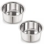 Pack of 2 Flat Tope, 3mm Thick Stainless Steel Cooking Pots/Patila for Kitchens ( Size No.36)