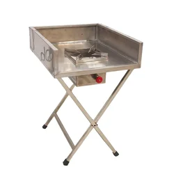 Gurubhai 24 x 24 x 32 inch (60.96 x 60.96 x 81.28‬ Cm ) Stainless Steel Folding Single Burner Gas Bhatti