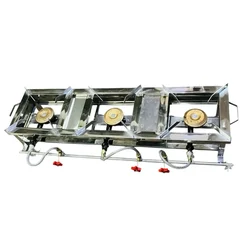 12x44 inch Stainless Steel 3 Burner Gas Bhatti
