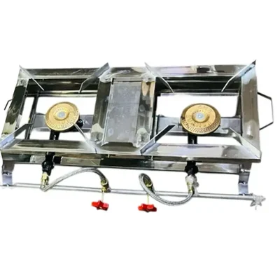 High Flame 12x44 inch Stainless Steel 2 Burner Gas Bhatti, Table Top Heavy Duty Model