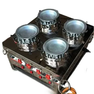 SS 4 Burner Gas Operated Kunafa Sweet Making Burner with Rotating Plate