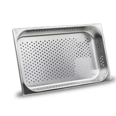 Malabar Pack of 2 Perforated SS Gn Pan 6mm Hole Pan, Perforated Gastronorm Pan (1/1 65mm)