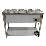 GBE SS 45 x 20 x 32 inch Electric Operated 4 GN Pan Bain Marie ( 1/2 Pans ) With 1 Undershelf for Buffet Purpose