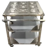 Gurubhai SS 28 x 28 x 34 Inch Masala GN Pan Trolley with 9 Pot 1/6 150mm GN PAN