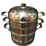 SS 3 Tier Induction Compatible Manual Momo, Rice, Corn Steamer