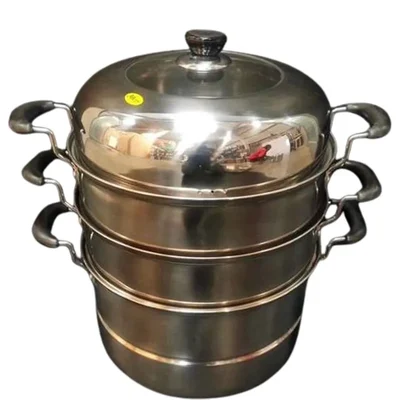 SS 3 Tier Induction Compatible Manual Momo, Rice, Corn Steamer(Size-28 Cm)