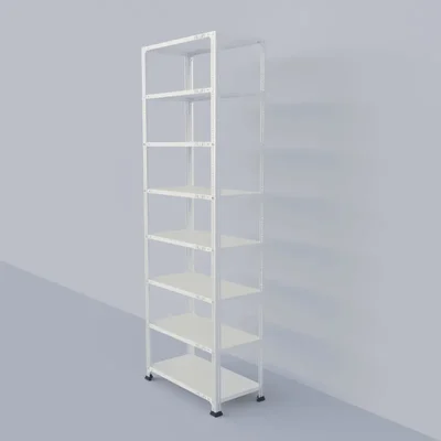 Alija 84 x 28 x 15 Inch 8 Shelves Multipurpose Storage Rack With Accessories ( Colour- Ivory )(Gauge-22 Gauge)