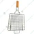 SS 9X13 Inch Barbeque Grilling Net Basket With Wooden Handle