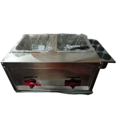 Double Tank (Twin Tank) Commercial Gas Operated Oil Deep Fryer 10 + 10 With Stainless Steel Body