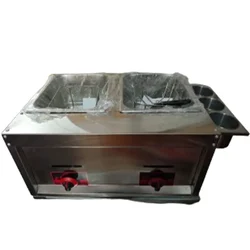 Double Tank (Twin Tank) Commercial Gas Operated Oil Deep Fryer 10 + 10 With Stainless Steel Body