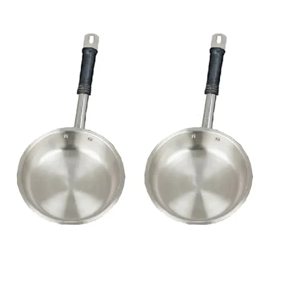 Mira Steels 11 Inch (Pack of 2) SS Frying Pan For Commercial Kitchen