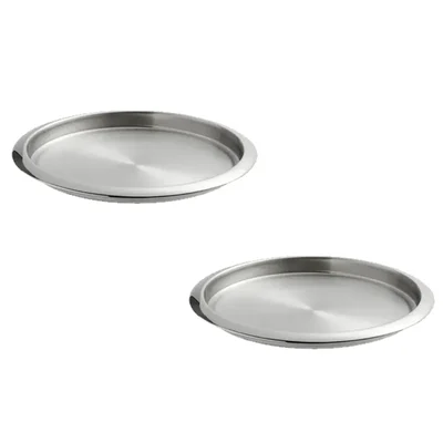 14-Inch Beer Tray, Round Stainless Steel Non-Slip Serving Platter for Pubs, Bars and Home Entertaining(Pack-2 pcs)