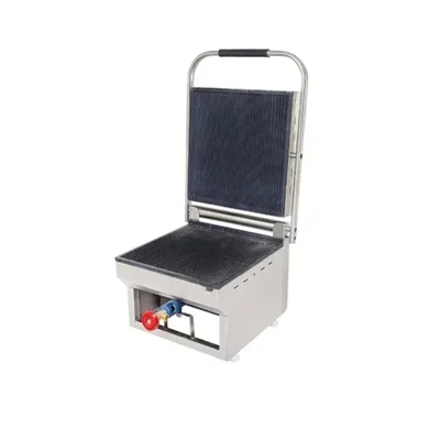 Commercial Stainless Steel 4 Slice Gas Operated Sandwich Griller with 7.5 x 7.5 inch Plate Dia
