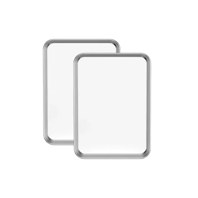 Premium Quality Stainless Steel (Pack of 2 ) 12 x 9 Inch Shallow Tray