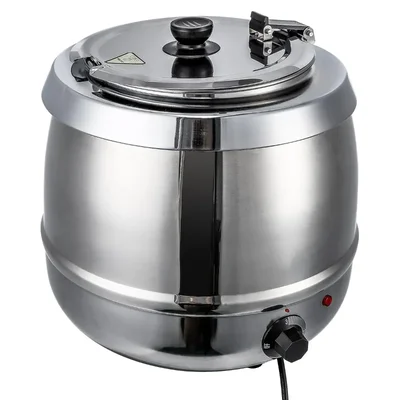 Silver Stainless Steel 10 Litre Commercial Grade Soup Warmer With Temperature Control 