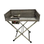 Gurubhai 45 x 24 x 32 Inch SS Folding Single Burner Gas Bhatti With Space and 6 inch Foldable Backsplash
