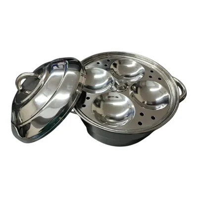 Mira Steel 8.5 x 8.5 x 6 Inches Small 8 Idli Maker With Stainless Steel Body and Handle For Domestic Use