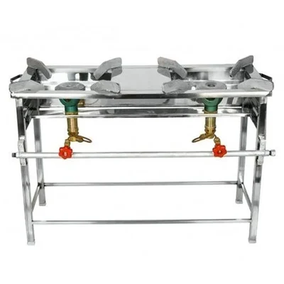 Stand Type 30x12X30 inch Double Burner High Flame Gas Bhatti With Stainless Steel Body