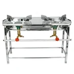 Stand Type 30x12X30 inch Double Burner High Flame Gas Bhatti With Stainless Steel Body