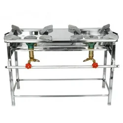 Stand Type 30x12X30 inch Double Burner High Flame Gas Bhatti With Stainless Steel Body