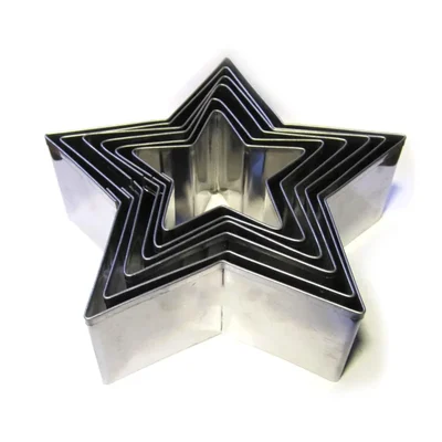 Stainless Steel 6 Pieces Star Shape Cookie and Fondant Cutter Set