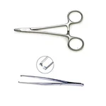 FORGESY (6 Inches) Stainless Steel Instrument Toothed Forceps (Set of 2 Pcs) Needle Holder