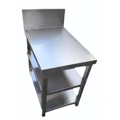 SS Kitchen Work Table,3X2 Feet+4 Inch Backsplash With 2 Drawers For Commercial Kitchen