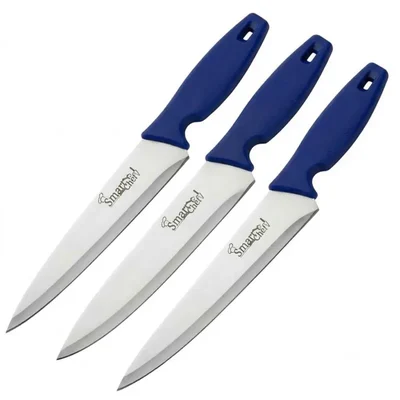 Pack of 3,6 | Smart Chef AS01702-02 8 Inch Stainless Steel Blade Prep Utility Knife Blue Handle(Pack-3 pcs)