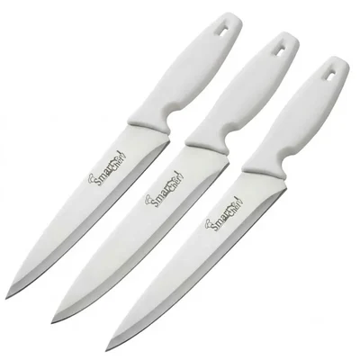 Pack of 3,6 | Smart Chef AS01702-02 8 Inch Stainless Steel Blade Prep Utility Knife White Handle(Pack-3 pcs)