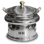 Hammered Stainless Steel Round 6 Litre Sliver Chafing Dish with Lid