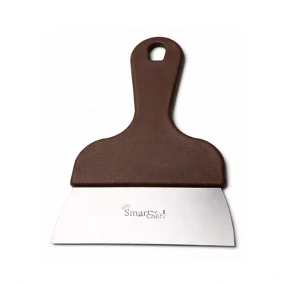 Pack of 1, 6 ,16 | Smart Chef HS10701 5.75" Stainless Steel Chocolate Scraper Spatula Brown Handle Ergonomic Grip(Pack-1 pc)