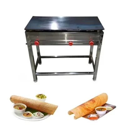 Vinayak Machine 18/36 Stand Type SS Dosa Bhatti with 15 Inch Burner 8mm Plate Thickness and 3 RV Burner