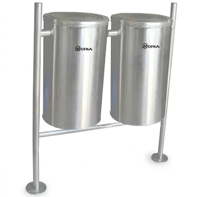 Mofna 200L Stainless Steel Double Pole Swing Dustbin With Removable Lid,(16 x 28 inch)