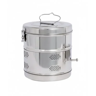 ConXport Stainless Steel Dressing Drum, 9x9 Inch, Autoclavable Perforated Sterilizing Container for Medical Instruments