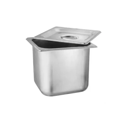 Premium Quality 200mm GN 8/8 Ice Cream Pan SS304 Square Corner With Lid(Pack-2)