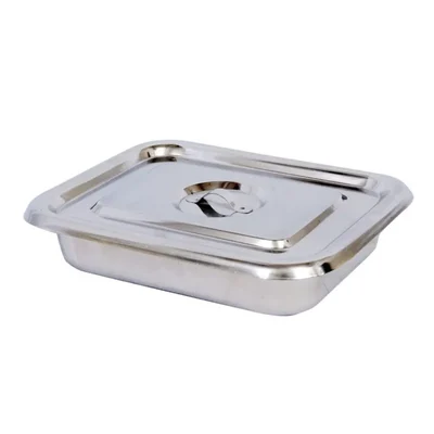 ConXport Stainless Steel Instrument Tray Set of 2 with Lid Eco Model 8x6 & 12x8 for Surgical Equipment Storage