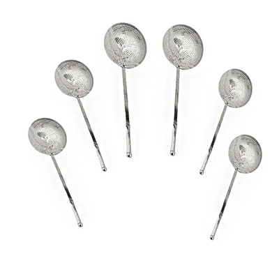 Mira Steel Pack of 6 Jhara with 10 inch Dia Size and Stainless Steel Body for Industrial Food Processing