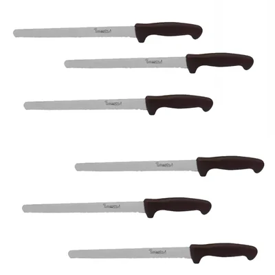 Smart Chef (AS01802-03) Stainless Steel Bread Knife (Slim), 10 inch Blade (6 pcs) for Slicing Breads