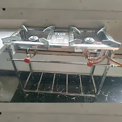 Stand Type 12X30X30 Inch Double Burner High Flame Gas Bhatti With Rack, For Commercial Use