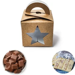 15 Pcs Brown Star Shape Window Chocolate Box with Handle