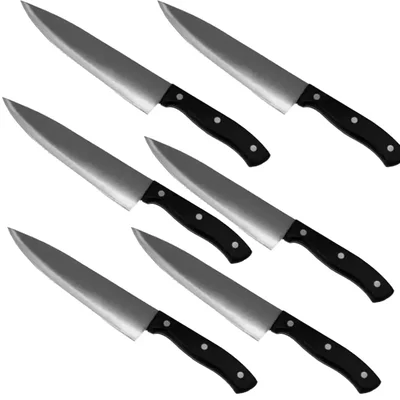 Smart Chef (SCAP-0203) Stainless Steel Chef Knife (Platinum), 10 inch Blade with ABS Handle (6 pcs) for Chopping, Dicing