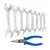 Globus Combo of 8 Pcs 6-7 to 20-22 Steel Double Open End Spanner Set with 7 inch Long Nose Plier (320)