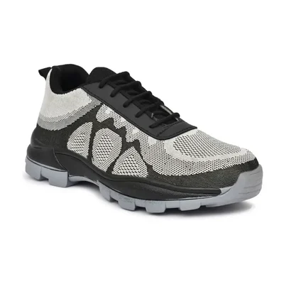 STONIX Stepguard Steel Toe Black Safety Shoes with Dual Density TPR Sole & Breathable Knit(Size-6)
