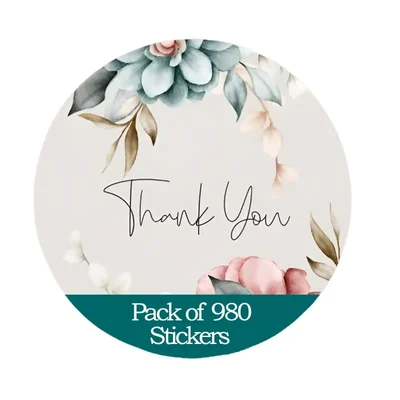 980 Pcs, 1.5 Inch Thank You Stickers With Vinyl Matt Finish for Packaging Boxes, Gifts, Hampers